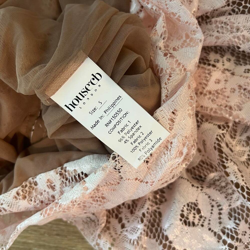 House of CB ' Azzurra' Rose Pink Lace Godet Gown - Picture 6 of 7